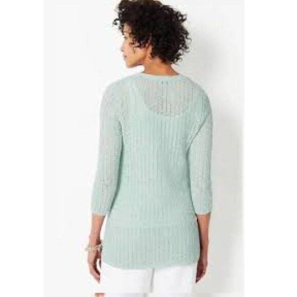 J. Jill  Sweater LP Large Petite Aegean Mist Knit NWOT - Picture 2 of 13